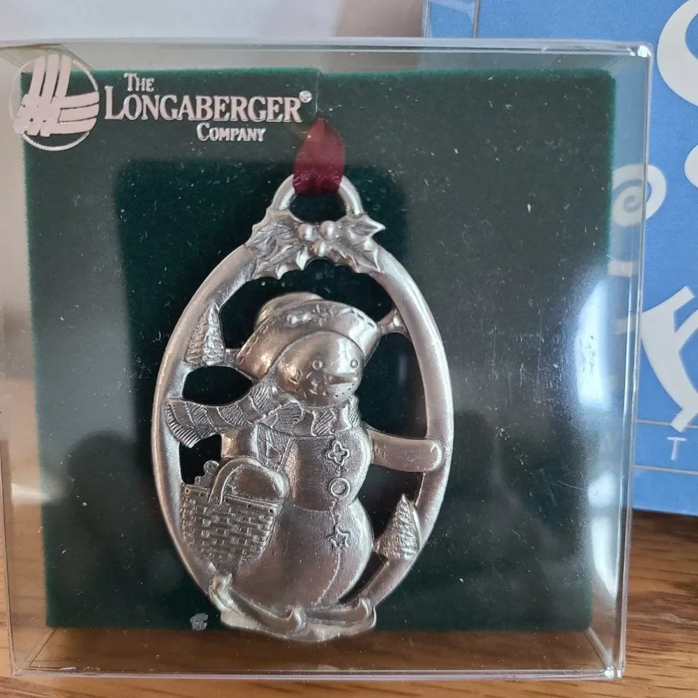 Longaberger Snow Friends Pewter Ornaments #72800 Snowball and Flurry 1999 NIB